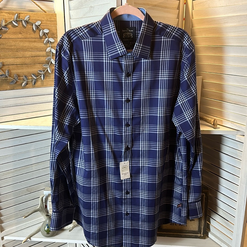 NWT The Savile Row Company Plaid Dress Shirt